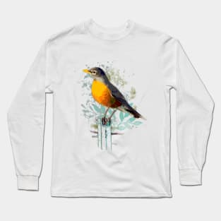 American Robin Garden Bird Long Sleeve T-Shirt